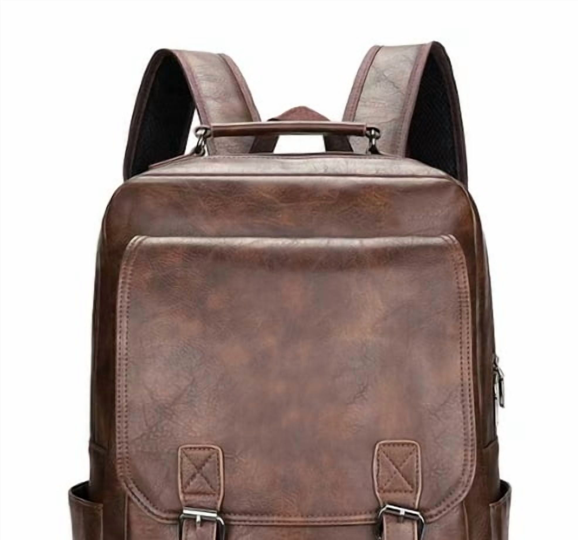 RKXQT Genuine Leather Backpacks Mens Laptop Bags Briefcases Bookbags Computers Bags Travel Bags Casual Daypack 16.9Inch(Brown-2)