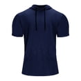 thumbnail image 1 of CVLIFE Mens Blouse Short Sleeve T Shirts Hooded Neck Summer Tops Simple Solid Color T-shirt Work Pullover Navy Blue XL, 1 of 5