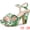Green, variant on Women's Floral Print Platform Block Heels SandalsBurgundy 7.5