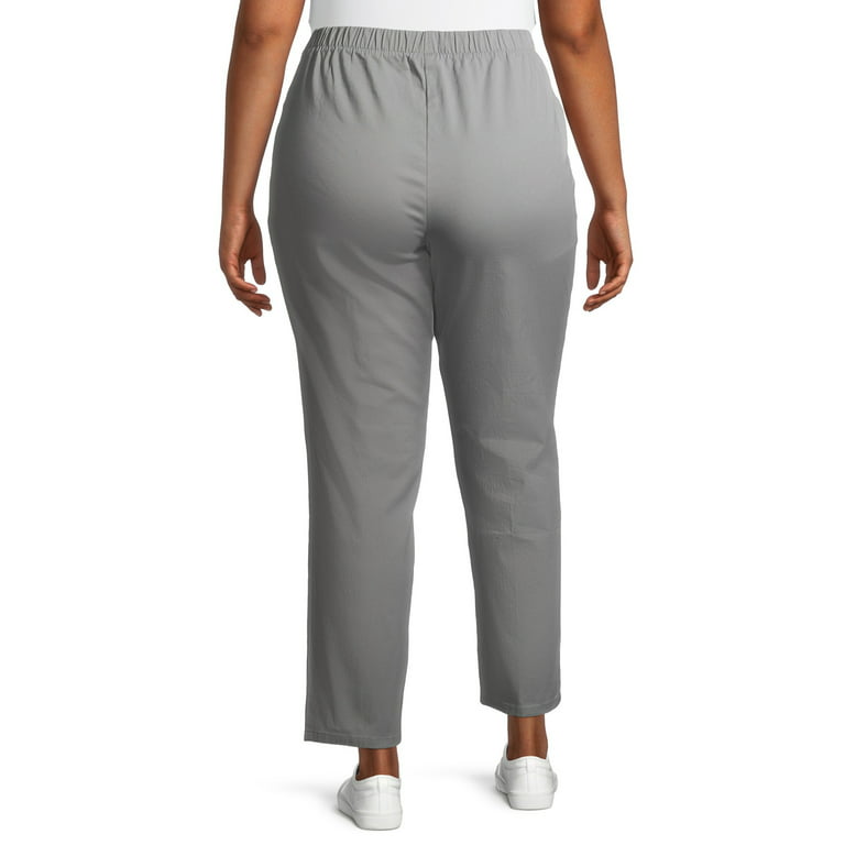 Just My Size Women's Plus Size Pull on Stretch Woven Pants, Also in Petite  