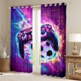 thumbnail image 2 of Manfei Gamepad Game Lovers Black Out Curtains,Geometric Honeycomb Hexagon Curtains Pack of 2 (42x63 Each),Purple Black Bedroom Curtains For Boys Kids,Ultra Soft Home Decor, 2 of 6