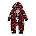thumbnail image 2 of Aocisk Pyjamas d'Halloween Doux Ensembles Assortis pour la Famille avec Combinaison à Capuche Zippée Imprimée pour Bébé Tenue de Nuit Confortable Rouge 9 Mois, 2 of 4