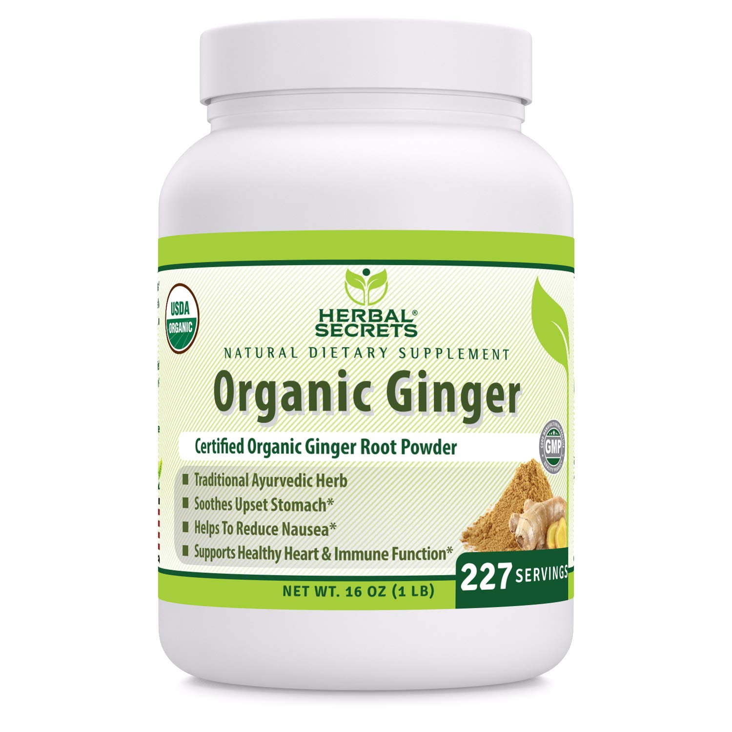 Herbal Secrets USDA Certified Organic Ginger Powder 16 oz (NonGMO