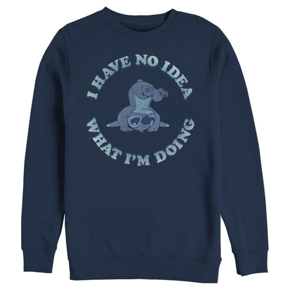 Men's Lilo & Stitch I Have No Idea  Sweatshirt Navy Blue Medium