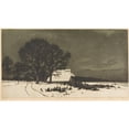 thumbnail image 2 of Georg Bernhard Müller Vom Siel 24x15 Black Ornate Framed Double Matted Museum Art Print Titled: Kate Under Oak in Winter (1905), 2 of 5