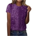 thumbnail image 2 of LIZUOJUNF Women's Sequin Tops Shirts Round Neck Short Sleeve Shiny Bling Dressy Casual Holiday Party Outfits, 2 of 6