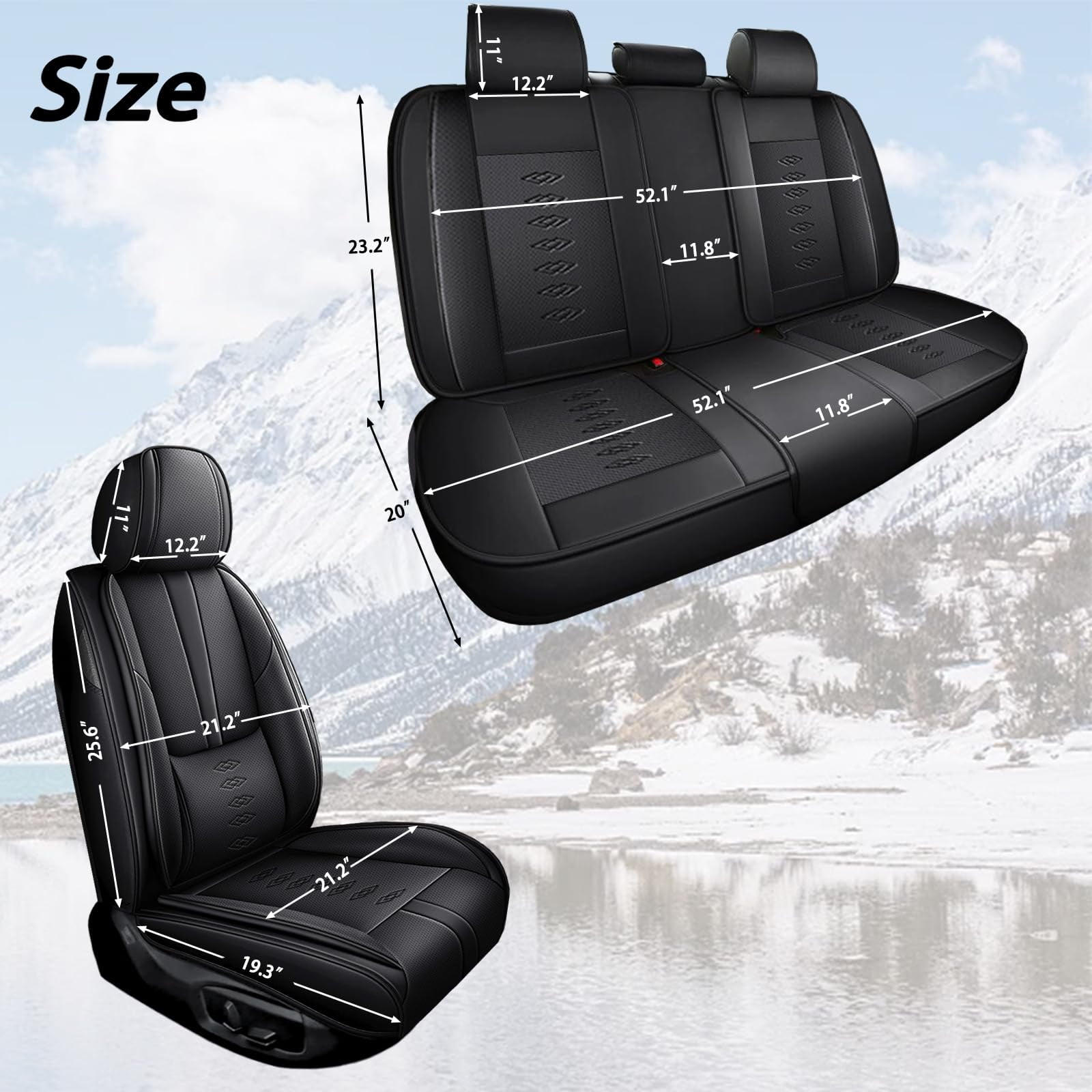 Leather Seat Covers for Hyundai Most 98% Cars SUVs,Premium Car Seat Covers Full Set,Waterproof Car Seat Protectors with Airbag,Comfort Interior Cover Seats for Cars(Black)