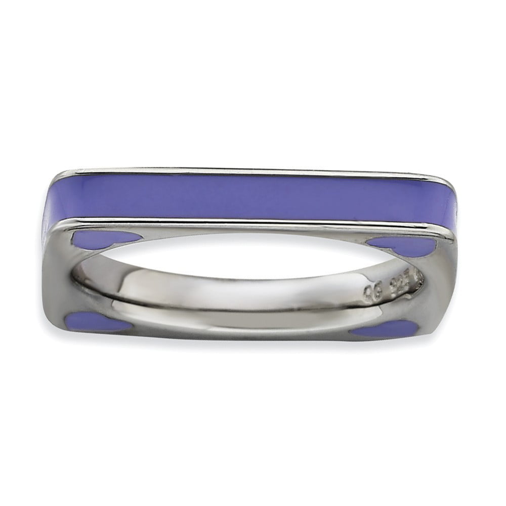 Sterling Silver Stackable Expressions Purple Enameled 3.25mm Ring