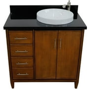 MCM 37 Single Solid Wood Vanity with Right Round Sink in Walnut/Black