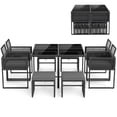 thumbnail image 1 of Gymax Set Of 9 Patio Dining Set w/ PE Rattan Chairs Tempered Glass Table & Ottomans, 1 of 7