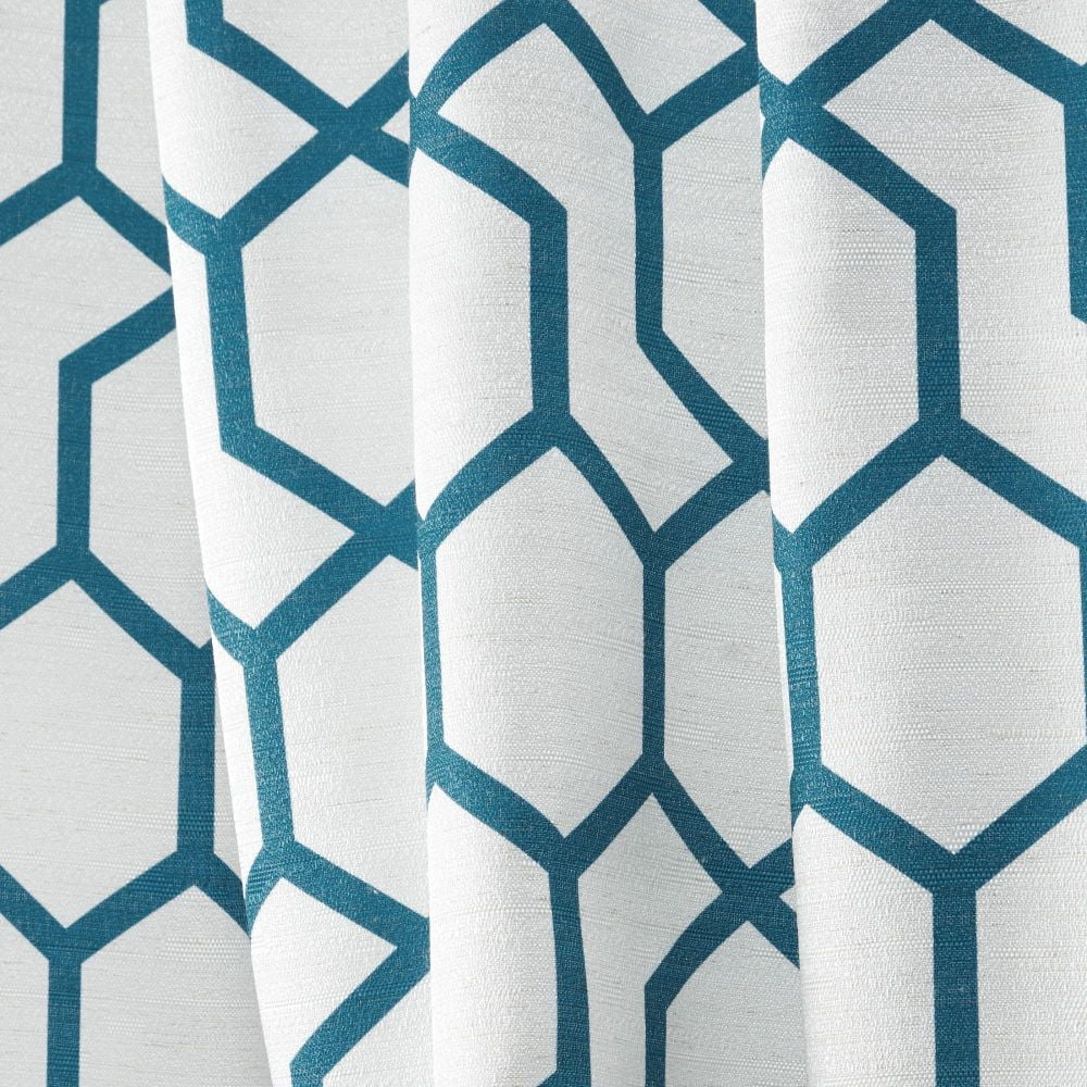 Nicole Miller Hexa Geometric Print Hidden Tab/Rod Pocket Top Light Filtering Curtain Panel Pair, 54"x96", Teal