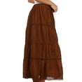 thumbnail image 4 of Sakkas Solid Embroidered Crochet Lace Trim Gypsy Bohemian Mid Length Cotton Skirt - Brown - One Size, 4 of 6