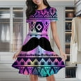 thumbnail image 2 of Colorful Tribal Pattern With Mustache Women's Classic Swing Skater Dress Casual Work Party Cocktail Dresses, 2 of 6