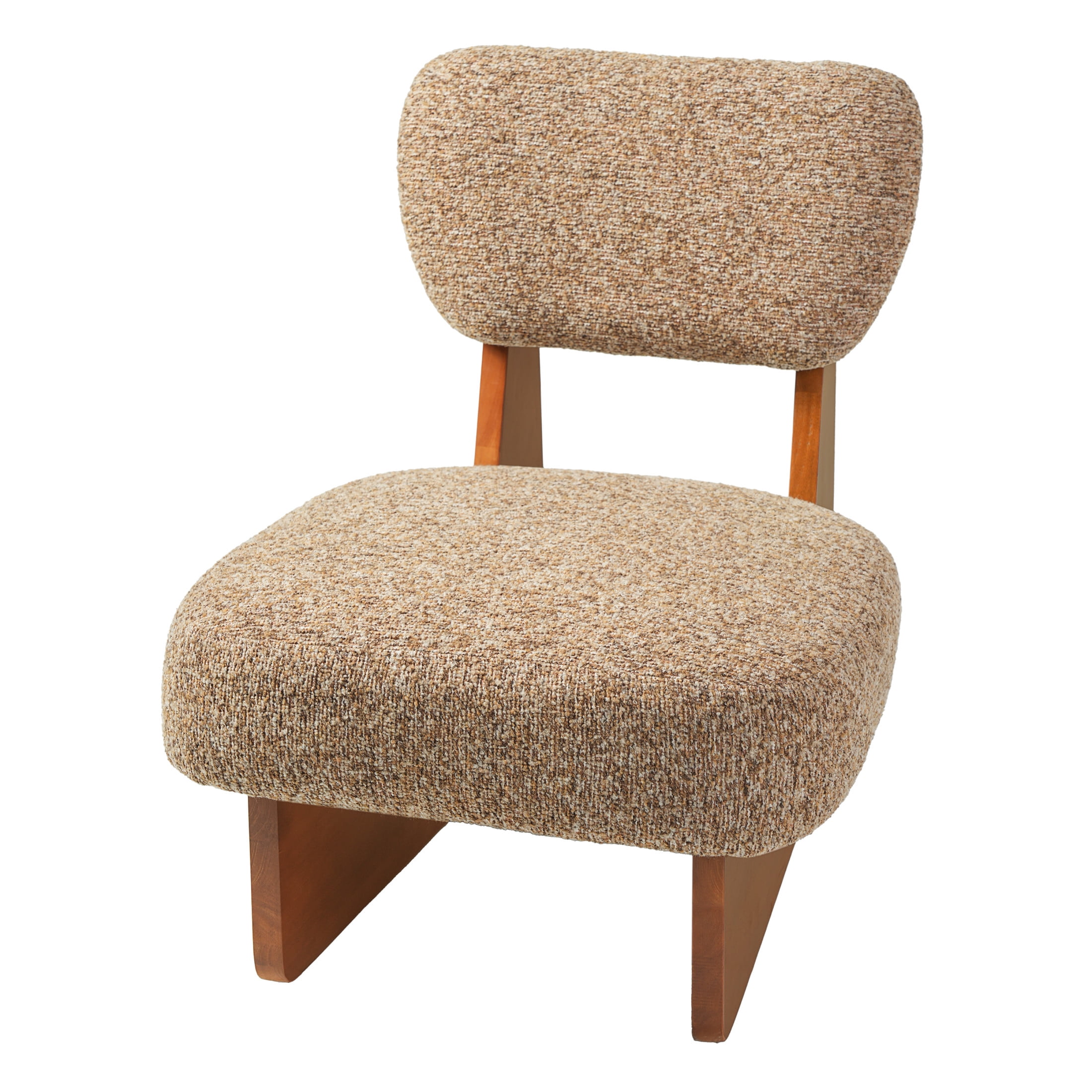 Christopher Knight Home Minimalist Upholstered Accent Chair Set of 2, Solid Wooden Base, Walnut+Multi Brown