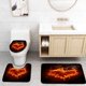 thumbnail image 1 of ABPHQTO Corazón llameante sobre negro Juego de alfombras de baño de 3 piezas Alfombra de baño Alfombra de contorno y tapa de inodoro, 1 of 2