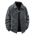 thumbnail image 2 of VeFlora Big & Tall Mens Retro Solid Jacket, Lapel Loose Fit Casual Coat, Suede Oversized Anorak for Men, Daily Streetwear and Commuting Outfits.(Dark Gray/4XL), 2 of 4