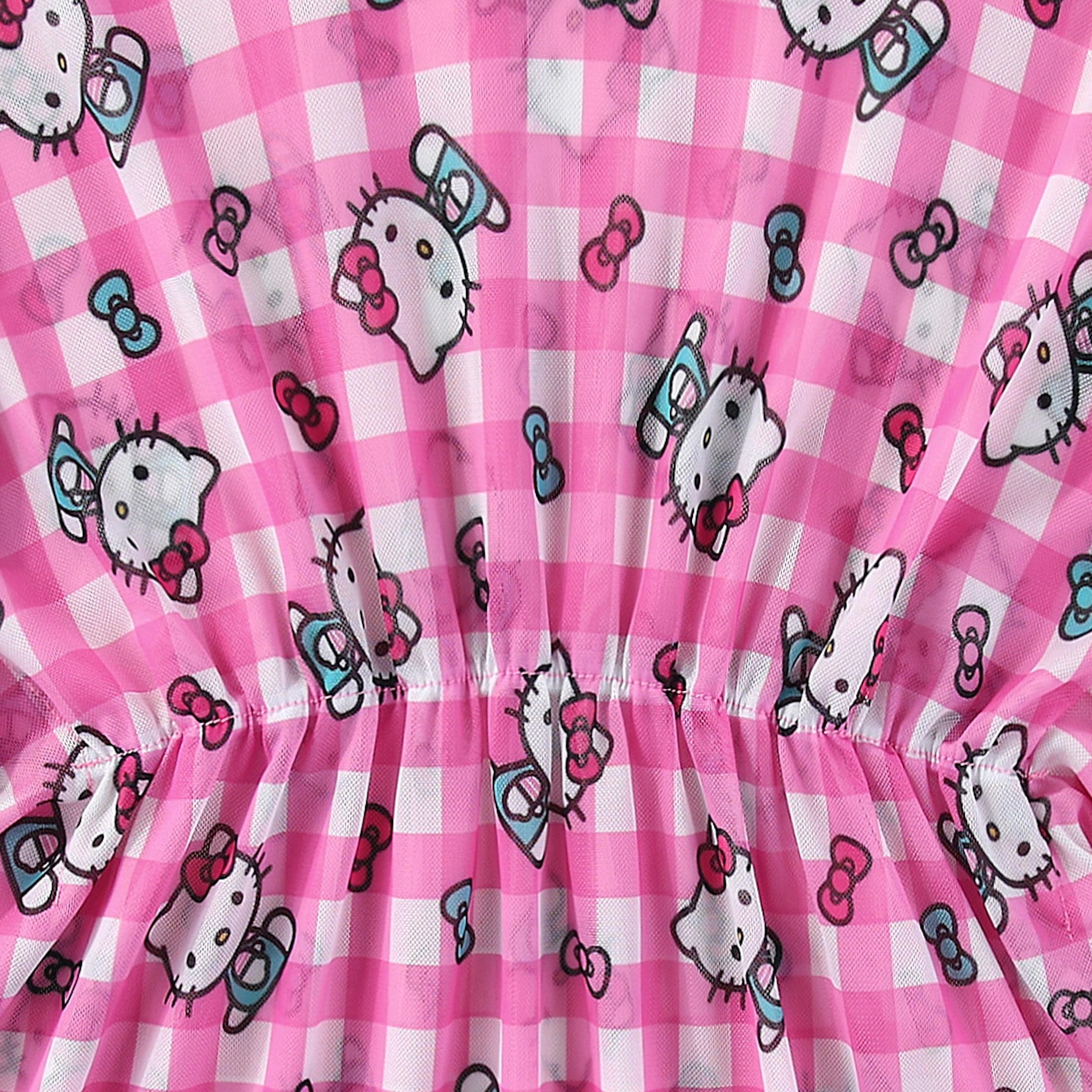 Hello Kitty Sanrio UPF 50+ One Piece Bathing Suit with Mesh Cover-Up Beach Robe (Girls), 2 Piece Set, Sizes 4-6X