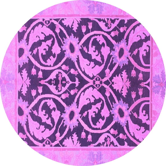Ahgly Company Indoor Round Abstract Purple Modern Area Rugs, 7' Round