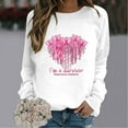 thumbnail image 2 of WREESH Women's Fall Pink Ribbon Sweatshirt Heart Graphic Long Sleeve Casual Top Breast Cancer Awareness Shirts White, 2 of 5
