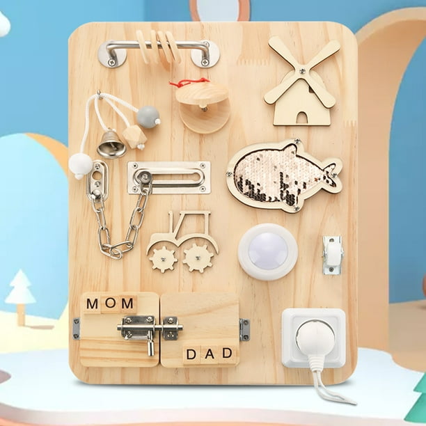 Tablero ocupado de madera Tablero sensorial Juguete para niños pequeños Juguetes de viaje Juguetes de aprendizaje preescolar