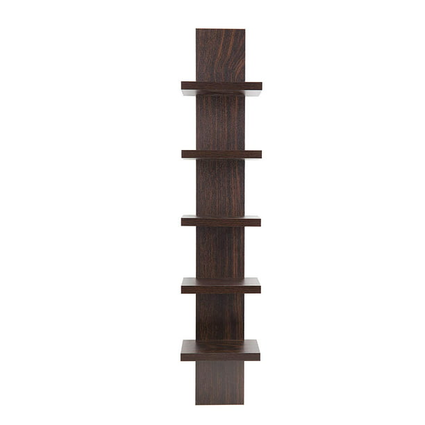 Qba486 Floating Utility Column Spine Wall Shelving Unit For Small Spaces Walnut This 5 Tier Is A Creative Design And Space By Danya B Com - Small Wall Hanging Shelf Unit