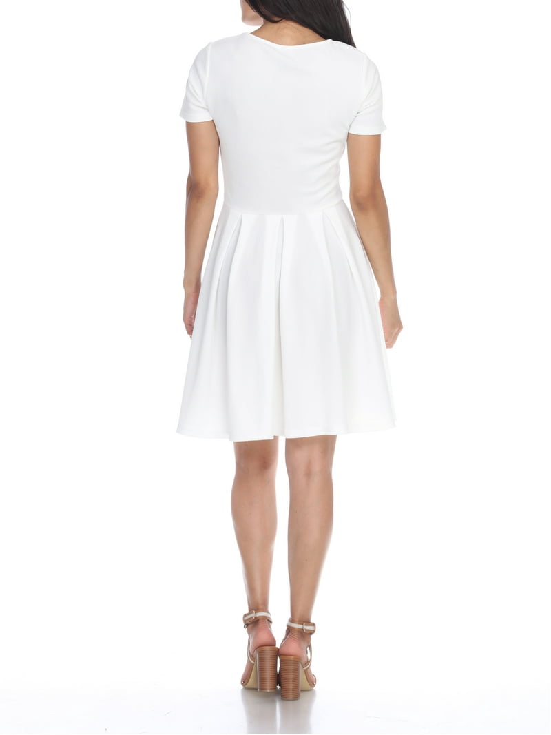 White Mark Meghan Short Sleeve Fit & Flare Dress, Large , White White Mark Meghan Short Sleeve Fit & Flare Dress, Large , White