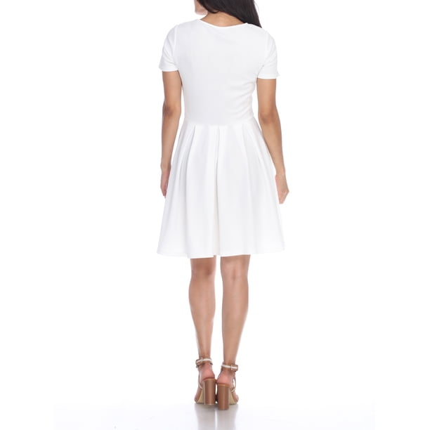 White Mark Women's Short Sleeve Fit and Flare Dress - Walmart Business  Supplies