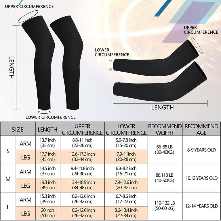Kid Leg Sleeve 2 Pairs, Long Compression Leg Sleeve for Youth Boy Girl  Basketball Soccer Football : : Clothing, Shoes & Accessories