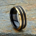 thumbnail image 3 of Men Tungsten Two-Tone Wedding Band Grooved Ring 8MM Black Goldtone, 3 of 4
