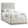 thumbnail image 3 of Meridian Furniture Lucia Cream Linen Textured Fabric Twin Bed, 3 of 11