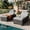 Brown four-line rattan + light gray cushion, variant on Outdoor Chaise Lounge Chairs Set of 2, PE Rattan Chaise Patio Lounge Chair with Side Table & Cushion,All-Weather PE Rattan Poolside Sun Lounger for Poolside Deck Beach Yard