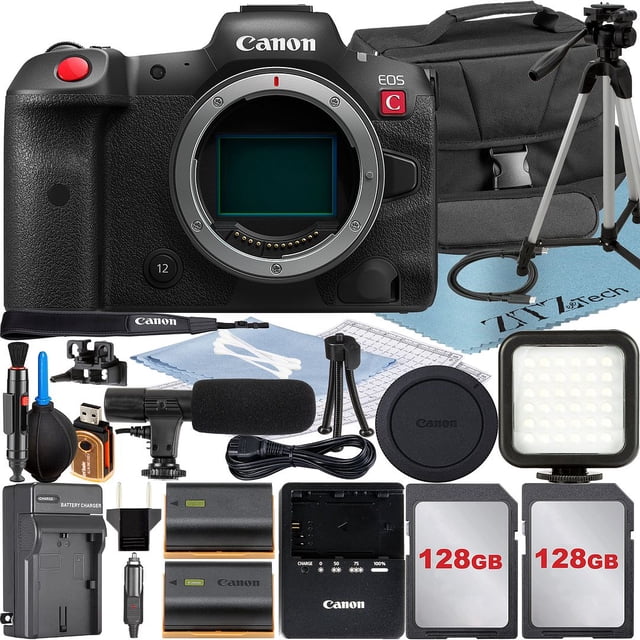 Canon EOS R5 C Mirrorless Cinema Camera (Body) with 2 Pack 128GB Memory Card + Case + ZeeTech Accessory Bundle