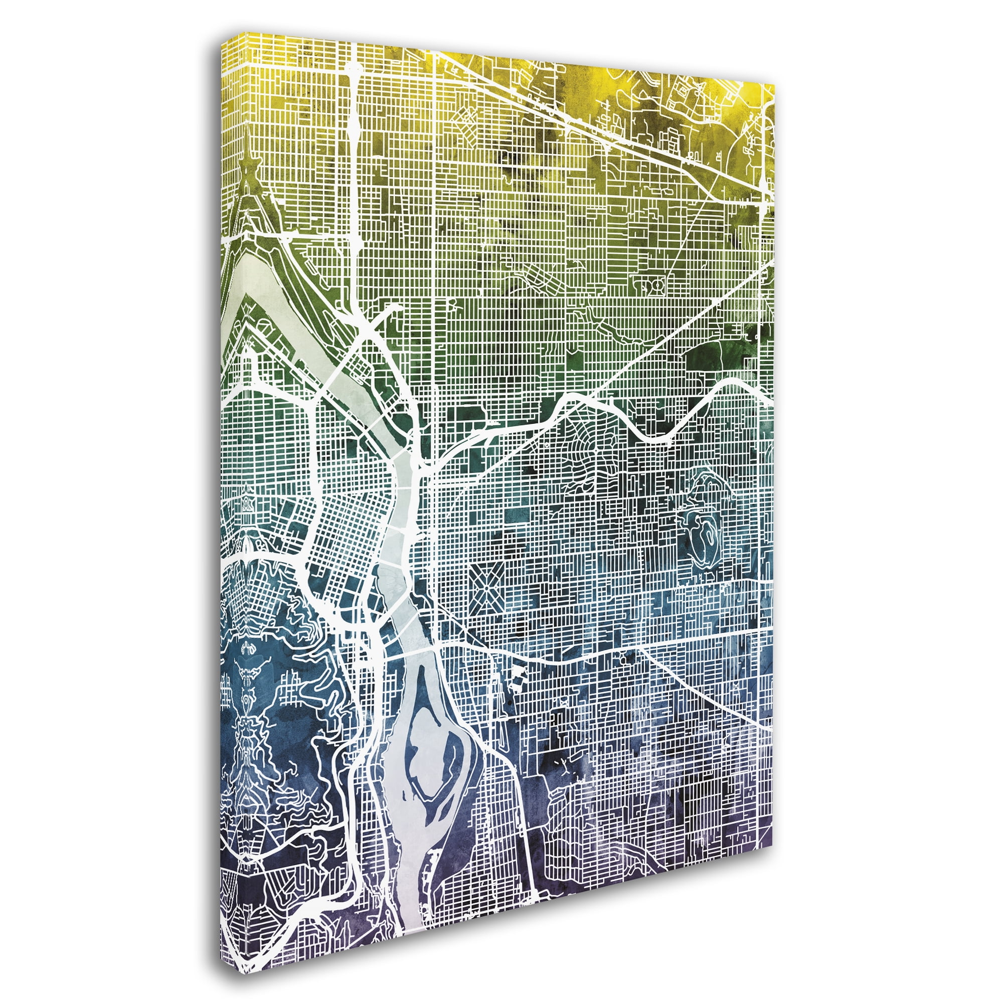 Trademark Fine Art 'Portland Oregon Street Map V' Canvas Art by Michael Tompsett