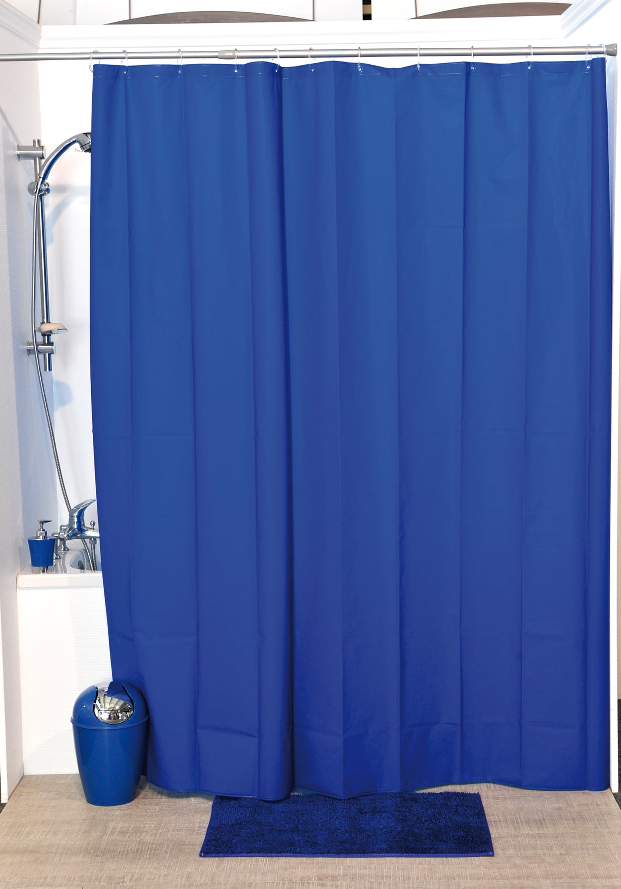 Evideco Solid Eva Bathroom Shower Curtain, Navy Blue