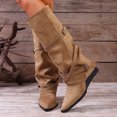 thumbnail image 2 of Khaki Female Fashionable Knee High Boots With Solid Color And Pointed Toe For Winter, 2 of 9