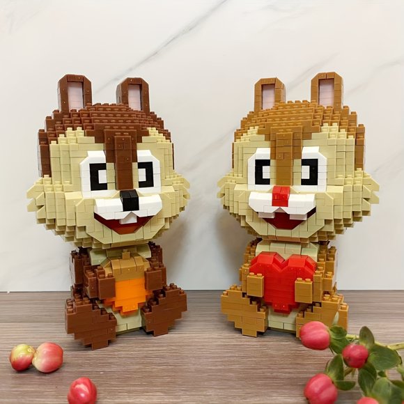 Smart Building Blocks Gift Set for Boys & Girls - Squirrel Flower Chestnut Mouse Brother Cartoon Blocks for Growing Minds