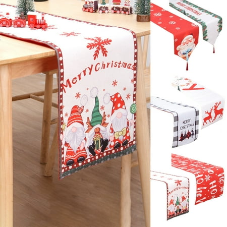 

Christmas Table Runner Double Layer Seasonal Wrinkle Free Tear Resistant Thicker Anti-scratch Cotton Flax Xmas Snowman S