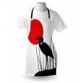thumbnail image 4 of Silhouette Apron, Shade of a Heron Bird Sun and Reeds on Japanese Flag Inspire, Unisex Kitchen Bib with Adjustable Neck for Cooking Gardening, Adult Size, Charcoal Grey Vermilion, by Ambesonne, 4 of 4