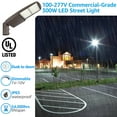 thumbnail image 2 of 300W Commercial LED Parking Lot Lights, Hardwired Outdoor Garage Lighting, UL & DLC Listed, IP65 Waterproof, 5000K Daylight, 2 of 7