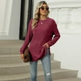 thumbnail image 3 of SWSMCLT Women's Soft Sweater Long Sleeve Casual Warm Tunic Top Knit Crewneck Fashion Spring Spandex Tunics Burgundy Large, 3 of 5