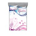 thumbnail image 2 of Ambesonne Modern Fitted Sheet & Pillow Sham Set, Ivy Flower Leaves Nature, Twinxl, Dark Blue Lilac, 2 of 3