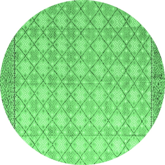 Ahgly Company Indoor Round Abstract Emerald Green Modern Area Rugs, 3' Round