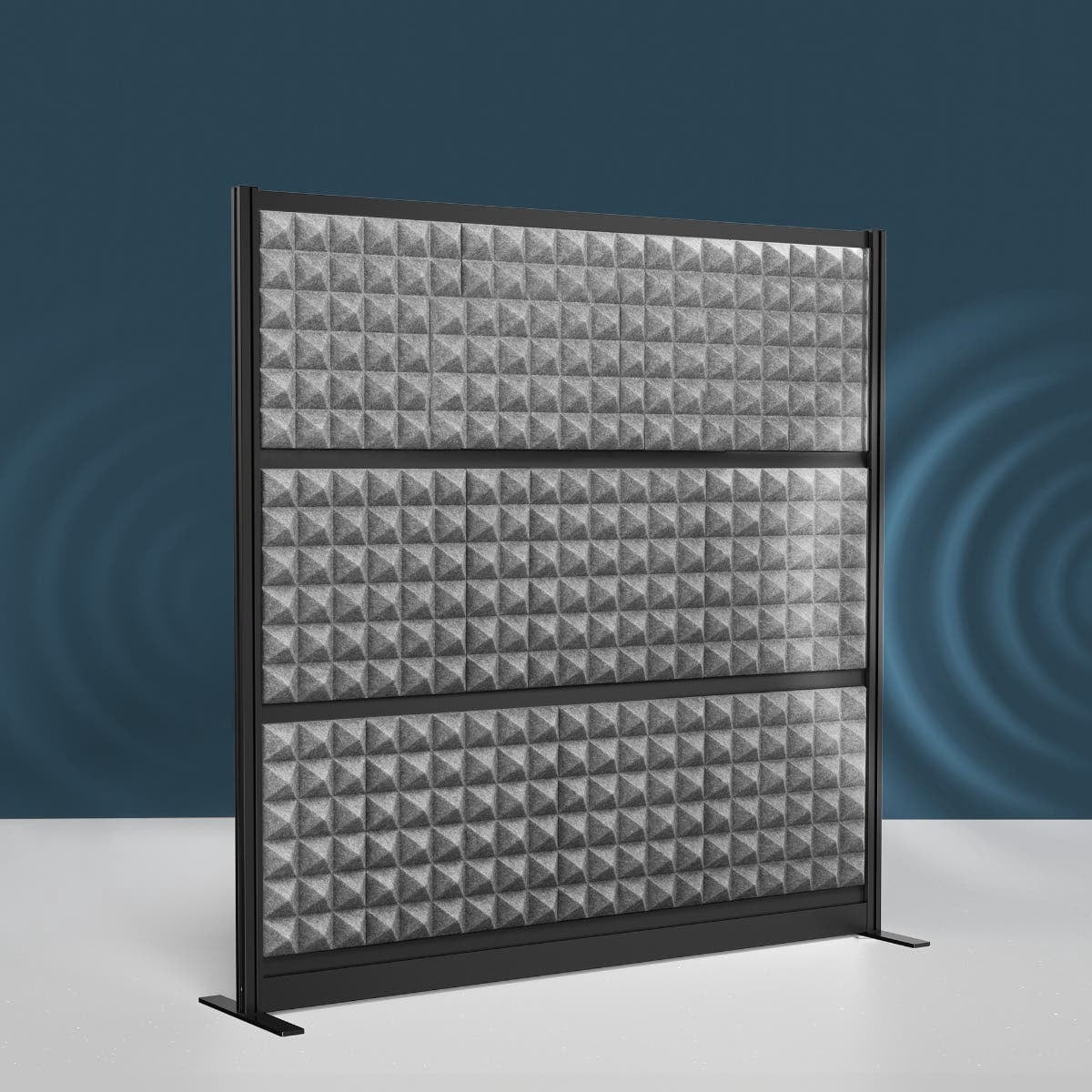 Luxor Studio Modular Wall Room Divider, 70" x 70", Black Frame, Freestanding