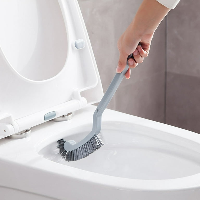 LASHALL Semicircular Plastic Toilet Cleaning Brush Corner Rim Cleaner Bent  Bowl Handle, Gray(Buy 2 Get 1 Free, Ship 3)
