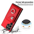 thumbnail image 3 of Wallet Case Compatible for Samsung Galaxy S24 Ultra with Card Holder, Rotation Finger Ring Kickstand Card Slots Case, Classic PU Leather Shockproof Magnetic Button Cover for Galaxy S24 Ultra, Red, 3 of 7