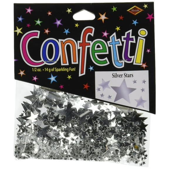 Beistle Stars Confetti Tableware Decorations, Birthday Party Supplies, 0.5 Ounces, Silver