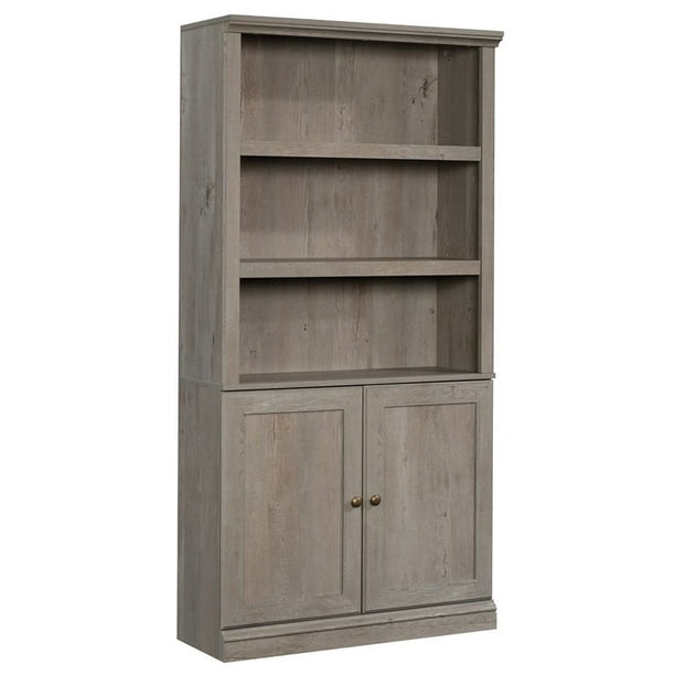 Sauder Misc Storage 3Shelf 2Door Tall Wood Bookcase in Mystic Oak