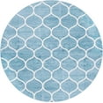 thumbnail image 3 of Unique Loom Trellis Frieze Collection Area Rug - Rounded (5' 1" Round Light Blue/Ivory), 3 of 7