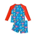 thumbnail image 3 of Ticikt Boys Two Piece Swimsuit Cute Bathing Suit Zipper Rash Guard Kid Short Sleeve Swimwear Pool Beach Wear UPF50+,Color:Red,2-3 Years, 3 of 6