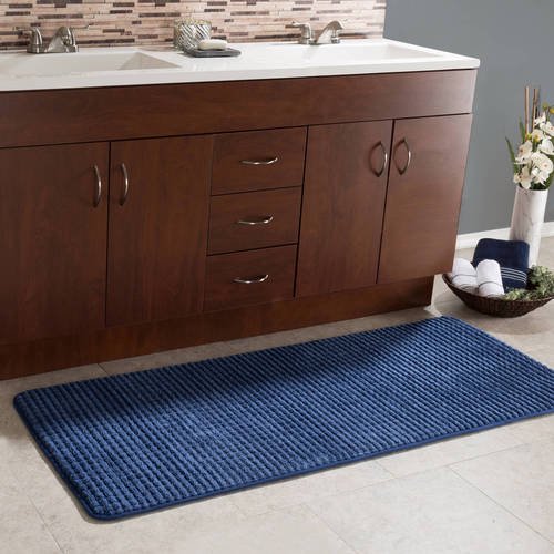 24" x 59" Memory Foam Extra Long Bath Mat by Somerset Home Navy
